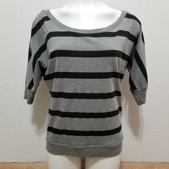 Wet Seal top Large striped dolman ribbed hem knit - Picture 1 of 9